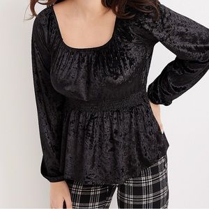 ⚡️Crushed Velvet Smocked Waist Peplum Top